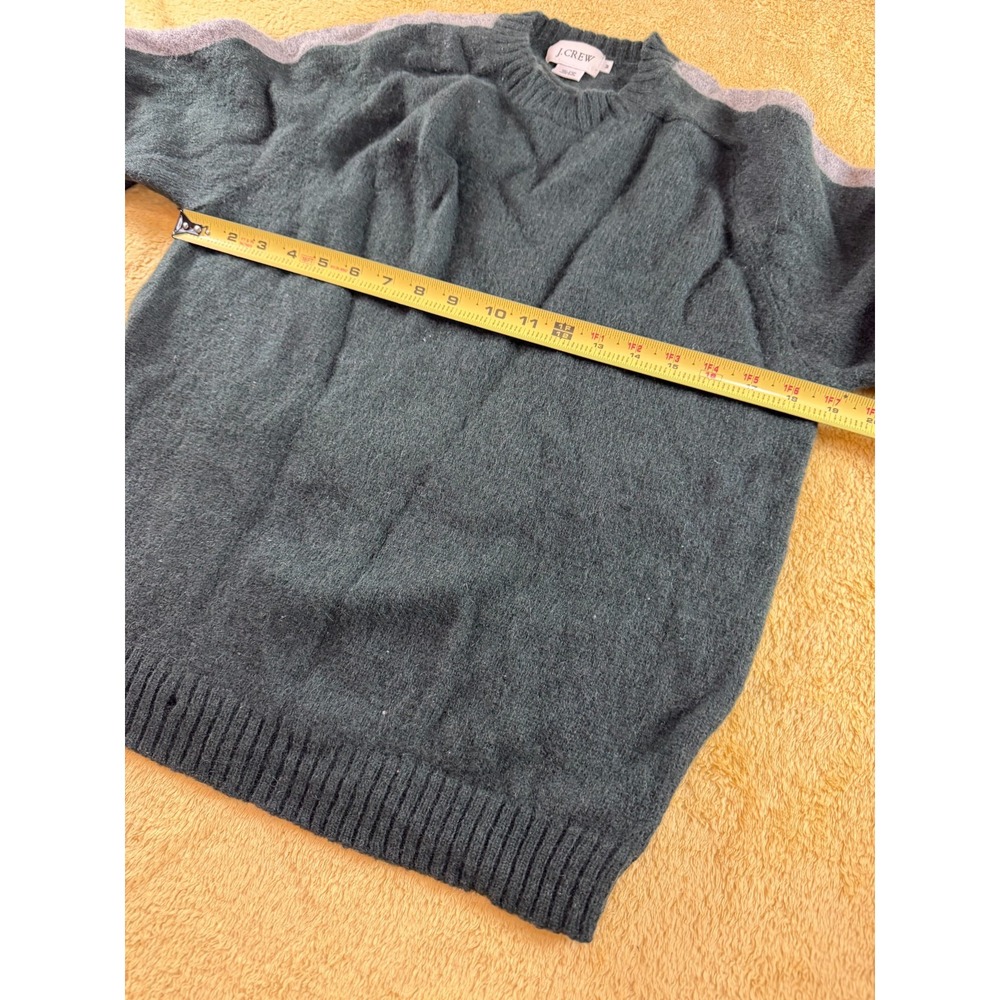 Vintage J.Crew Wool Sweater Mens M Dark Green Side Stripe Crew Neck Pullover - Picture 9 of 9